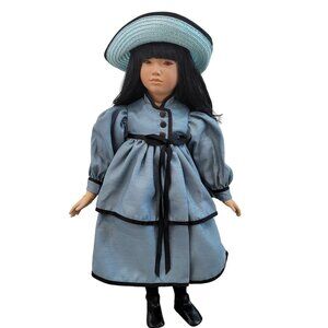 Vintage Elite Doll Akina By Christel Florchinger 1987 Porcelain 24" Blue Dress &